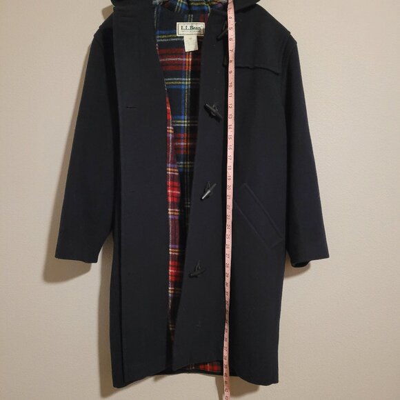 Vintage L.L. Bean Wool Navy Blue Peacoat with Hood, Women's Size 8 - Picture 7 of 8